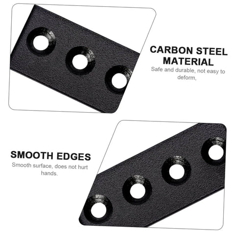 Close-up of Heavy Duty Track Connecting Plate Set For Barn Doors Carbon Steel Bracket Connectors with smooth black finish.