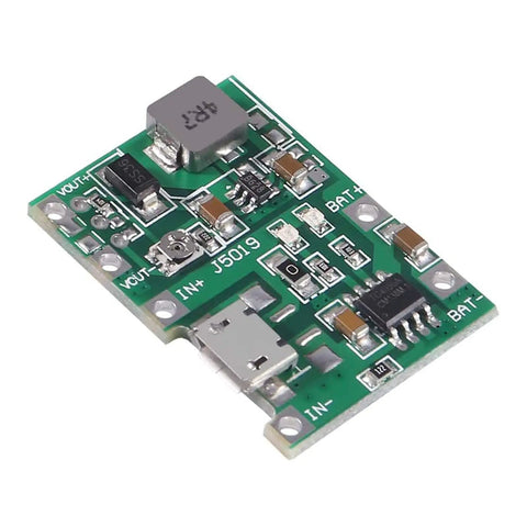 Six Pack TP4056 Battery Charger Module With Dual USB Boost Circuit For 18650 Lithium Ion Packs Quick Charge Discharge Step Up Board green circuit board close-up