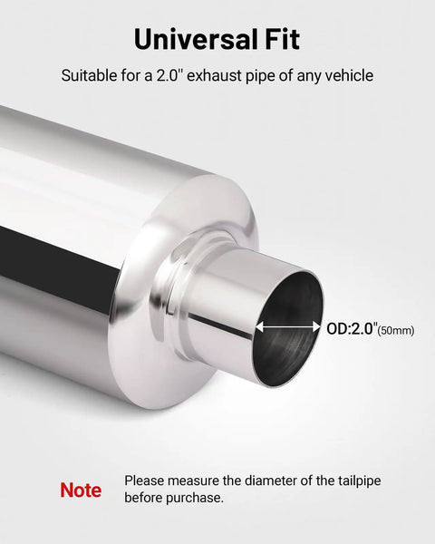 Deep Tone Exhaust Muffler With 2 Inch Inlet And 3 Inch Outlet Stainless Steel Universal Fit N1 Style Burnt Tip close-up