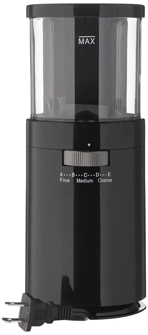 No Sweat Automatic 2 In 1 Coffee Grinder For Single Serve Pods And Fresh Beans in matte black finish with dial settings.
