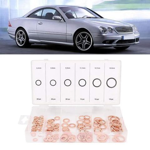 110 Piece Copper Washer Set With Mixed Sizes For Brake Lines Oil Lines And Small Engine Repair Durable High Conductivity Seals For A Tight Fit And Heat Resistance Your Go To Grounding Task Kit, assorted washers in storage case