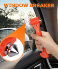 SINSEN car safety hammer set of 2, orange-handled window breaker with seat belt cutter, front and close-up views
