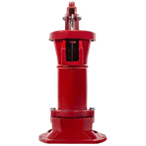 Red antique cast iron hand water pump for wells, manual, durable, rust-resistant. Old School Cast Iron Hand Water Pump For Wells And Gardens Antique Pitcher Pump With Up To 25 Feet Lift Durable Manual Well Pump For Outdoor Fountains Ponds Yards Patios Farms.