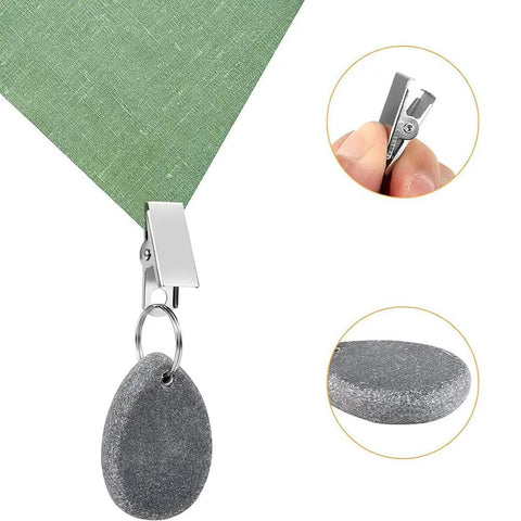 4 Pack Tablecloth Weights Hangers Stone And Metal Drop Weights Clips For Outdoor Picnics And Banquets Heavy Table Cover Clips To Prevent Slippage Gray