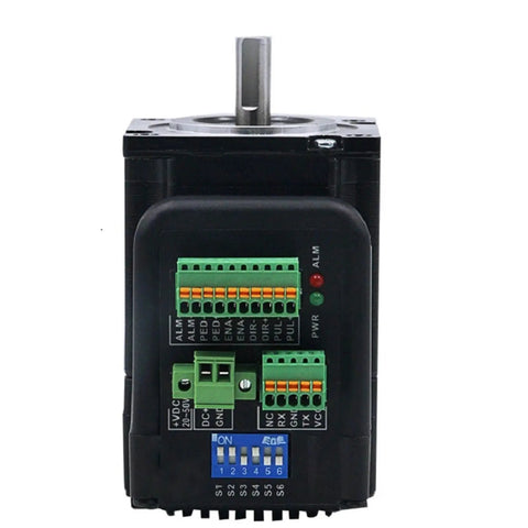 Beefy Torque 57x57mm Frame Nema 23 Closed Loop Stepper Motor 1.2Nm 4A 36V DC 2 Phase With 8mm Shaft For 3D Printers CNC Machines And Smooth Rock Solid Motion, front view with terminal blocks