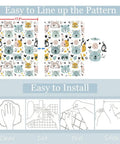 Slick Pastel Woodland Peel And Stick Wallpaper With Cute Animal Head Prints showing installation steps and pattern alignment.