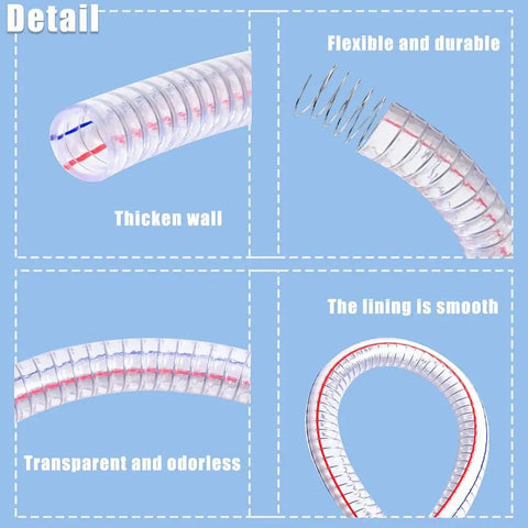 Rugged Heavy Duty PVC Suction Hose One Inch ID By One And A Quarter Inch OD, 1.3 Foot Flexible Reinforced Tubing Detail