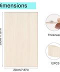 12-pack basswood sheets, 12 x 8 in, 1/13 in (0.06 in) thick, for crafts and laser cutting
