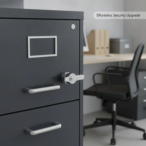 Zinc Alloy Cam Lock for cabinet doors and drawers, durable silver replacement hardware on file cabinet, easy to install