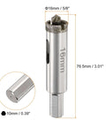 HARFINGTON diamond tile drill bit hole saw, 16mm (5/8"), side view with diamond crown and center guide, 76.5mm long