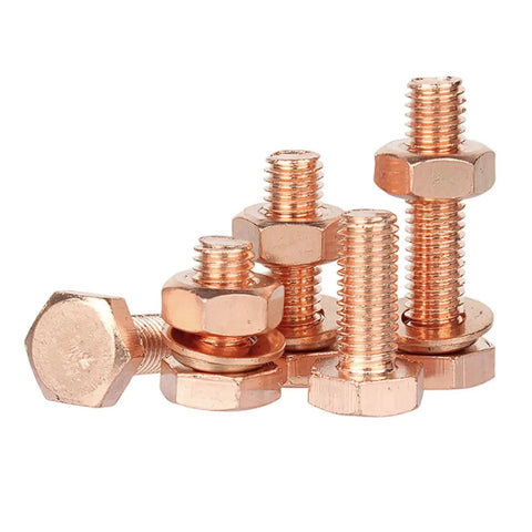Heavy Duty External Hex Head Bolts And Nuts Kit With Flat And Spring Washers Stainless Steel 304 Indoor Outdoor Use Built To Last Easy Install And Smooth Threading 2pc, copper finish