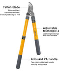 Extendable Loppers For Tree Trimming 16 To 24 Inch Adjustable Handle With One Point Five Inch Cutting Capacity Heavy Duty Garden Shears Pruning Tool For Tall Branches And Thick Limbs Yard Work Ready with Teflon blade, telescopic arm, and anti-skid handle