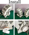 Installation views of Low Speed Hydropower Generator for home and outdoor lighting, 100W power kit with turbine, easy install.