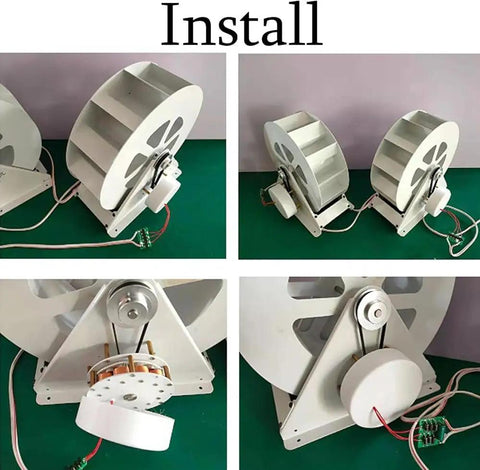 Installation views of Low Speed Hydropower Generator for home and outdoor lighting, 100W power kit with turbine, easy install.