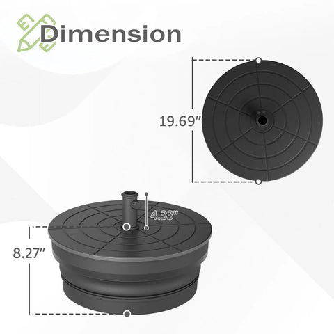 Dimensions of Beefy Heavy Duty Outdoor Umbrella Base Foldable Fillable With Sand Or Water Up To 110 Lbs Adjustable Fit For 1.26 To 1.89 Inch Poles HDPE Weighted Stand