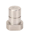 Close-up of a metal piece from the Four Piece 20mm Stainless Steel Bench Dogs Set For Workbench Stops And Locating Auxiliary Blocks.