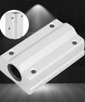 Heavy Duty 22mm Aluminum Alloy Linear Motion Ball Bearing Slide Bushing Long Rail Slide Block showing top view with holes for mounting.