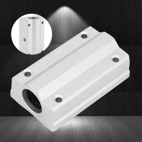 Heavy Duty 22mm Aluminum Alloy Linear Motion Ball Bearing Slide Bushing Long Rail Slide Block showing top view with holes for mounting.