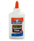 Liquid School Glue That Bonds Paper, Wood, Fabric And More, Washable, Safe And Non Toxic, Dries Clear, 4oz Bottle with orange cap