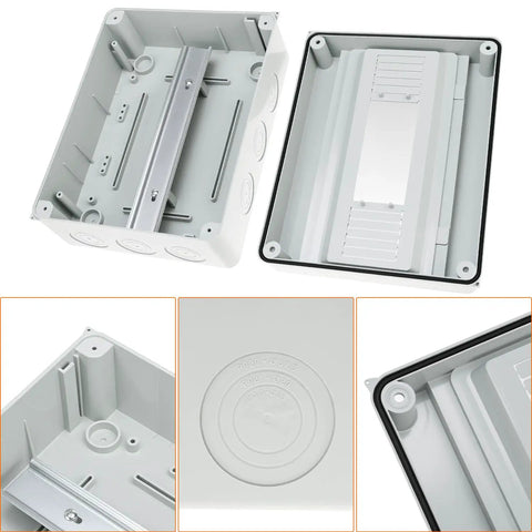 12 Way Circuit Breaker Distribution Box Waterproof IP65 Enclosure For Outdoor And Indoor Use With DIN Rail Mount PC ABS