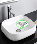 Two Pack 1.0 Inch Drain Strainer Mesh Basket For Sink Hair Catcher Stainless Steel installed in modern bathroom sink