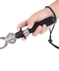 Hand holding Stainless Steel Fish Lip Gripper With Weight Scale Heavy Duty 15 Kg Capacity One Hand Operation Quick Release EVA Handle