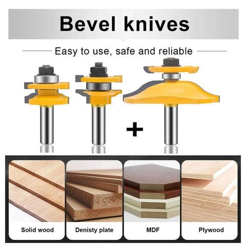 1/2 Inch Shank Router Bit Set For Cabinet Doors Featuring Round Over Ogee Raised Panel Rail And Stile Bits For Woodworking
