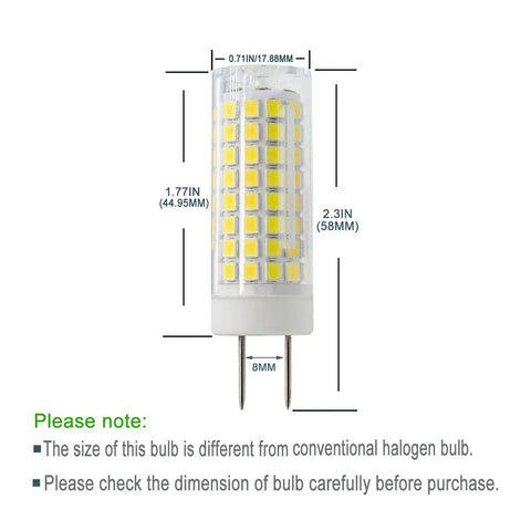 Supersbright Cabinet Glow Up With This 7W GY8.6 Led Bulb Bi Pin Base, Total 730 Lumens Replaces 75W Halogen, No Sweat Undercounter Kitchen Lighting, Tough Ceramic Housing, 6000K Daylight White, 2 Pack