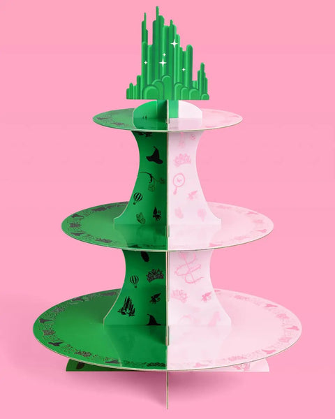 Pink And Green Witch Cupcake Tower 3 Tier Party Ready Birthday Dessert Display Stand For Girls Party Decor Kids Wizard Themed Cake