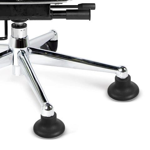 5pc Office Chair Caster Replacement Solid PU Wheel Mute Bearing Black attached to an office chair base, viewing two black wheels.