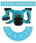 Powerful 2100W Portable Concrete Mixer With Six Speed Settings showcasing adjustable gears for mortar and paint mixing.