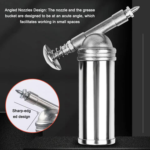Lightweight 80cc Manual Grease Gun Handheld High Pressure Filler For Auto And Excavator Maintenance with angled nozzle design