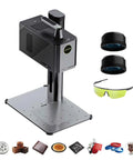 20W Fiber Laser Engraver For Metal Jewelry Leather And More AI Powered Deep Engraving 10X Faster With Cloud Data And Lightburn Compatibility Compact And Affordable with accessories and examples of engraved items
