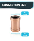 Five Pack Press Fit Copper XL Couplings With No Stop Sleeve For 4 Inch Pressure Line Heavy Duty plumbing gear showing connection size