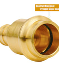 Close-up of lead-free brass 1/2 inch PEX B to copper adapter with O-ring, part of 12 Pack One Half Inch Pro Press Fittings for PEX Adapter Copper to PEX B Pipe.