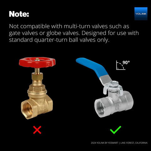 Comparison of multi-turn valve and quarter-turn ball valve for Smart Water Leak Detection And Shutoff Starter Kit With Four Leak Sensors X3 Wireless Valve Controller Valve Operator And Hub Keeps Running When WiFi Drops Or Power Goes Out Your Home Protection System.