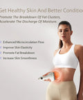 Woman using 4 In 1 Lymphatic Drainage Massager For Whole Body With Microcurrent Red Light Heat And Vibration on abdomen