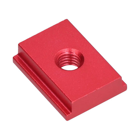 Pro Grade Red Aluminum Alloy T Track Sliding Nut with T Slot Nut for Woodworking Jigs, M6, showing smooth screw slot fastener
