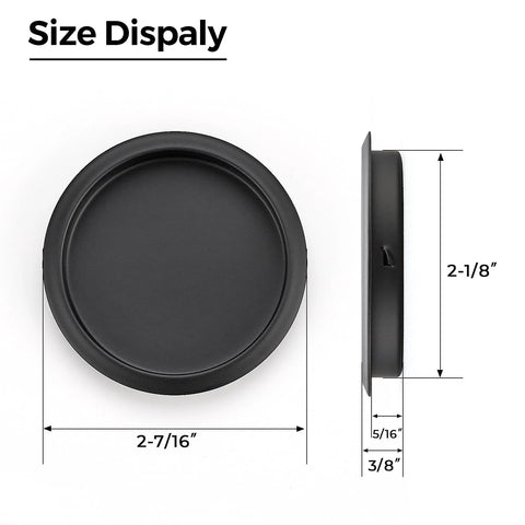 4 Pack Closet Door Finger Pulls For 2-1/8 Inch Holes Stainless Steel Sliding Door Hardware Easy Snap-In Dimensions Chart