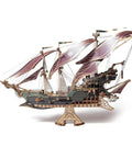 3D Pirate Ship Puzzle Kit For Adults Build It Yourself Brain Teaser Model Wood Craft Educational Desk Toy And Room Decor Purple Finish