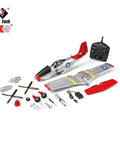 P51 Mustang Style RC Plane With Brushless Motor, 2.4GHz 4 Channel Remote, 6 Axis Gyro, parts and assembly components shown
