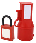 Rugged Industrial Socket Lockout Device For Maintenance made of durable red PP nylon with safety lock for workshops