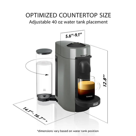 Nespresso Vertuo Plus Single Serve Coffee And Espresso Maker For Home Use With Quick 25 Sec Heat Up And Energy Saving Auto Shut Off