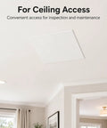 Easy Glide Fit Adjustable Spring Loaded Access Panel For Drywall Ceilings White Wall Hole Cover Plate visible in ceiling, used for access.