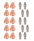 Top Grade Plasma Cutter Tips Set Featuring 10 Electrodes And Nozzles For S25 And S45 Machines, includes copper nozzles and stainless steel electrodes.