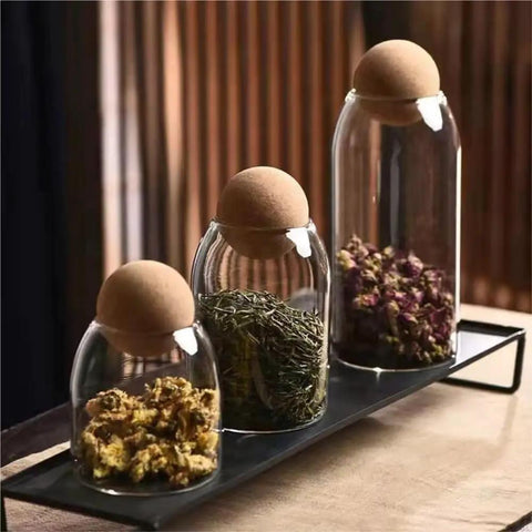 Lock In Freshness Straight Up With This Round Glass Tea Canister Boasting A Tight Cork Seal And Heat Resistant Build Ideal For Storing Coffee Beans Sugar Salt Or Loose Leaves While Looking Sharp On Counters.