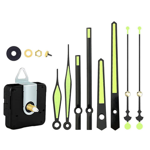 Quartz Clock Movement Kit For Repair And Replacement With Short Shaft, DIY Friendly Wall Clock Mechanism, tools and hands visible.