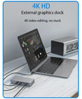 Beast Mode Dual Disk M.2 NVMe Docking Station Supports Up To 16TB, shown with laptop and external graphics dock.