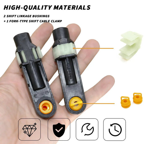 Transmission Shifter Linkage Cable Bushing Repair Kit For Chevy Silverado 1500 2500 3500 GMC Sierra Cadillac Escalade RAM Dodge Jeep 2004 To 2020 Replaces 14104 15823112, components shown in hand