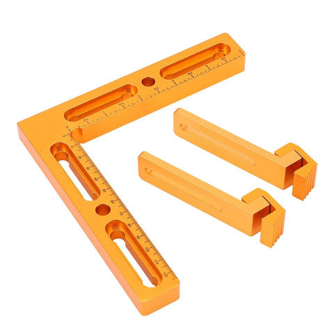 No Sweat Cnc Workpiece Positioning Fixture Kit For T Slot Tables With Aluminum Side Clamping Vise And Dead On Precision Reusable Setup Jigs For Sweet Machining And Routing Projects - orange measuring square and clamps.
